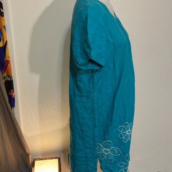 La Blend 100% linen embroidered floral dress Large - Picture 4 of 7
